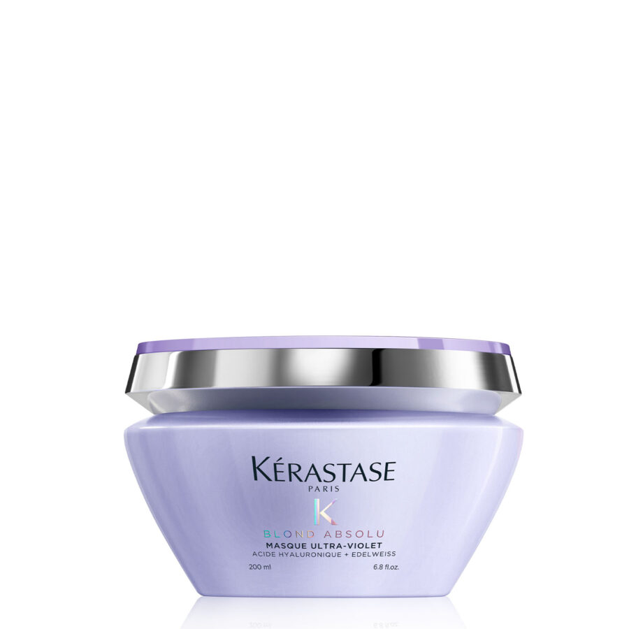 Jar of kérastase hair mask against a white background.