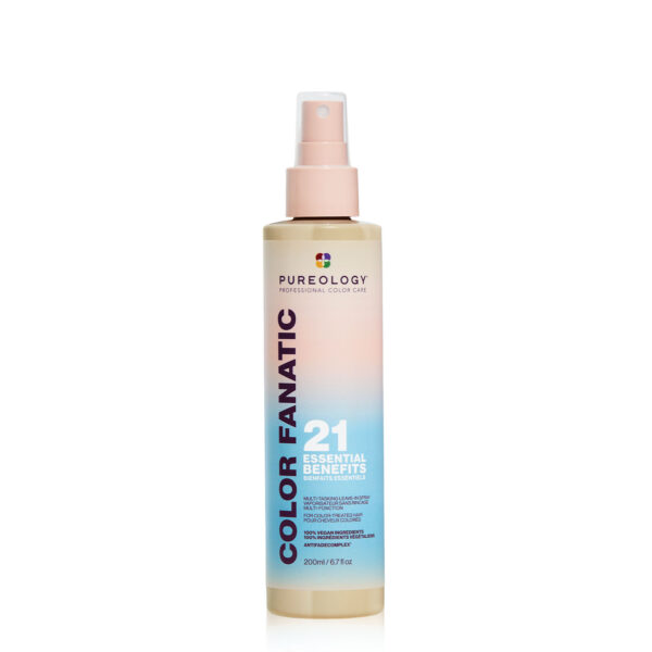 Product image of pureology color fanatic hair treatment spray with 21 benefits.
