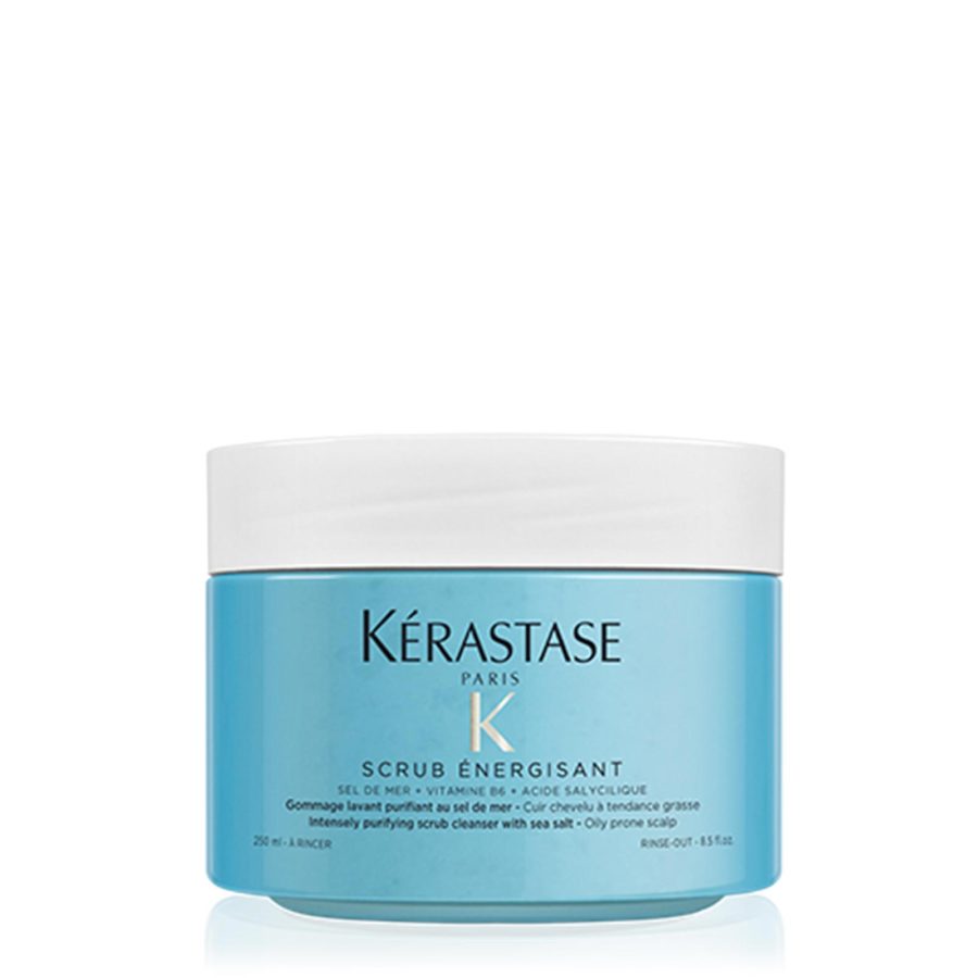 Container of Kérastase Scrub Energisant purifying scalp cleanser for oily scalp.