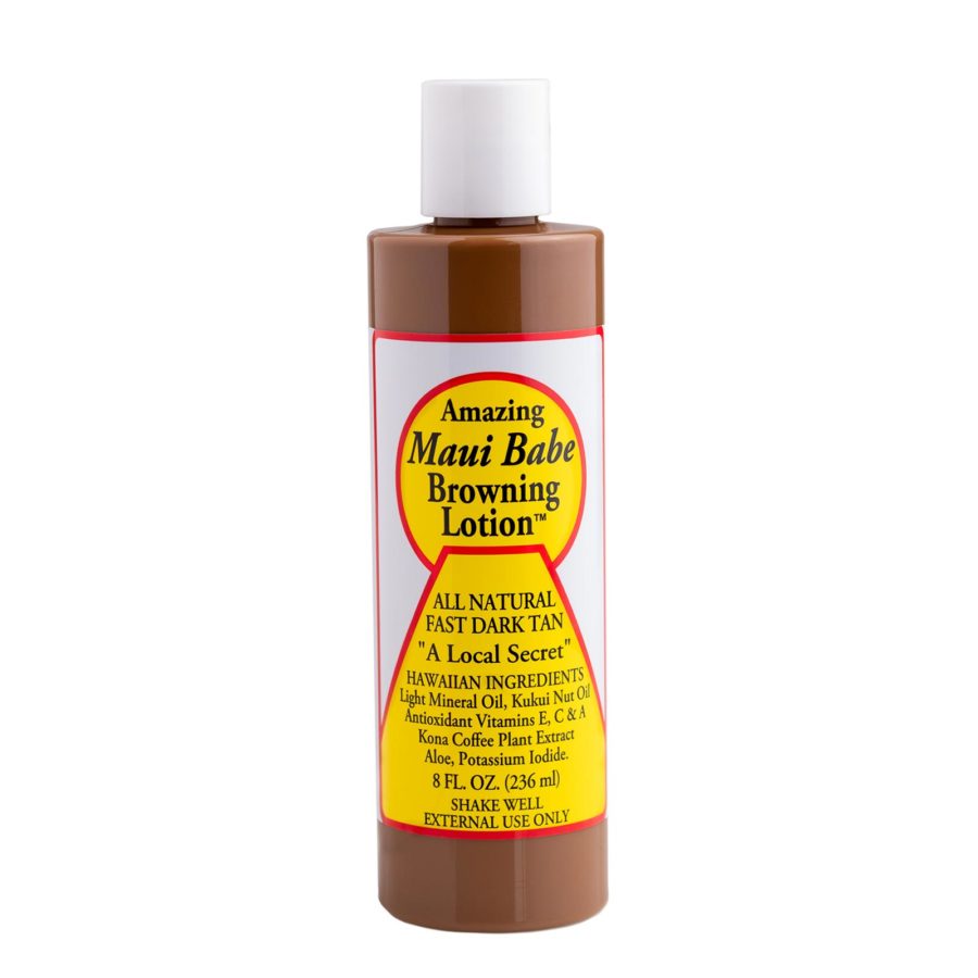 A bottle of maui babe browning lotion for tanning.