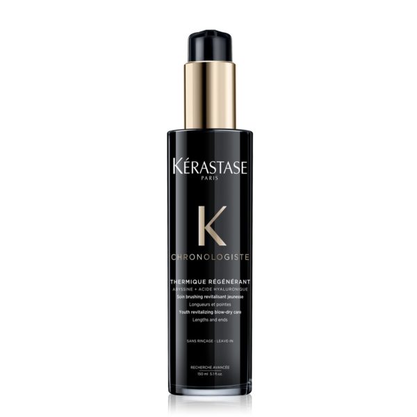 A bottle of kérastase paris chronologiste thermique régénérant hair care product.