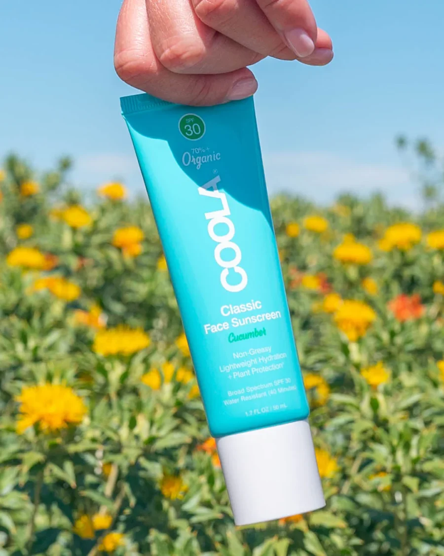 coola organic sunscreen for your face with 30spf with a cucumber scent