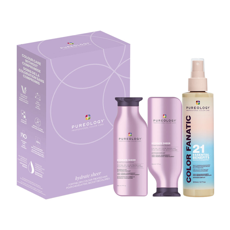 Pureology Hydrate Sheer Holiday Kit for Dry Fine Hair, Pomme Salon Canada.