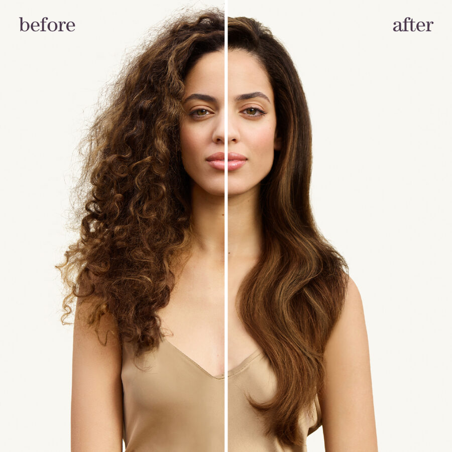 an image of a women with before and after pureology hydrate use