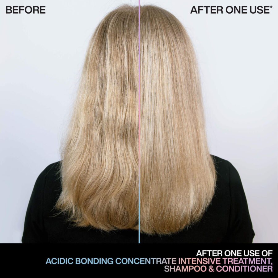 an image of the before and after use of acidic bonding concentrate line