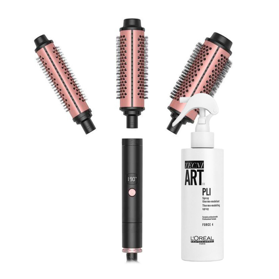 an image showing the hot brush, pli duo at Pomme Salon