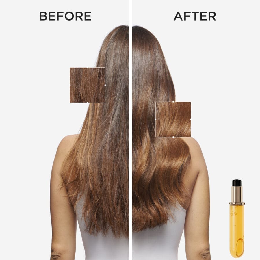 before use of elixir and after use of elixir ultime hair oil