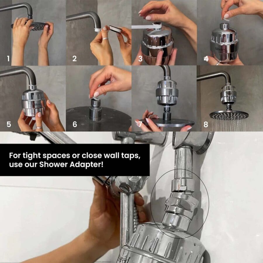 A how-to guide for installing the Filtered beauty shower purifier.