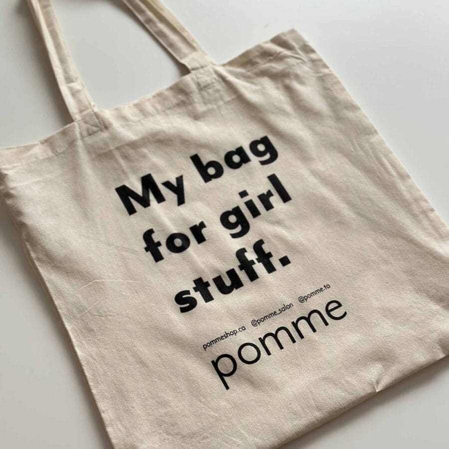 Pomme girl stuff tote bag.