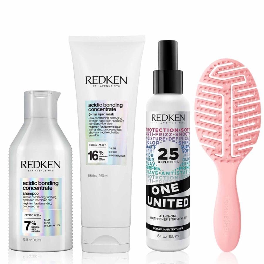 redken pomme back to school bundle with shampoo, conditioner, leave in spray and a brush