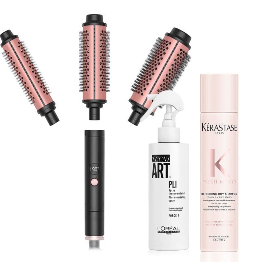 pomme, loreal, kerastase back to university bundle - thermal hot brush, heat protectant and dry shampoo